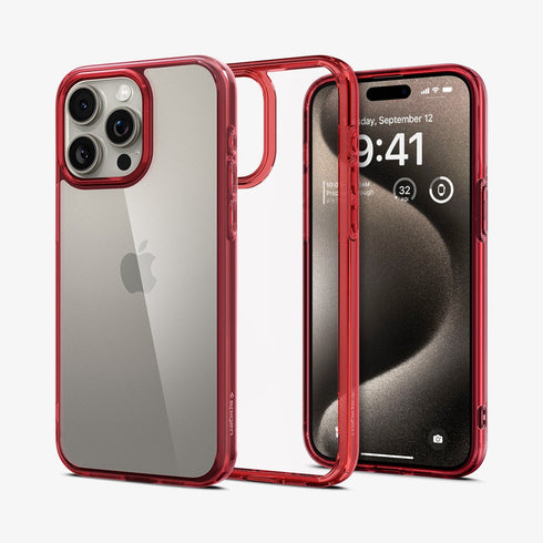 ACS07209 - iPhone 15 Series Ultra Hybrid Case in Natural Titanium showing the back